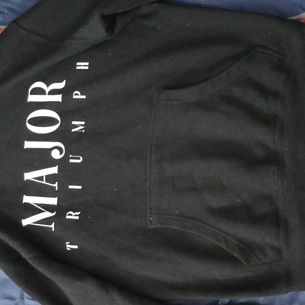 Black Hoodie With White Printed Text